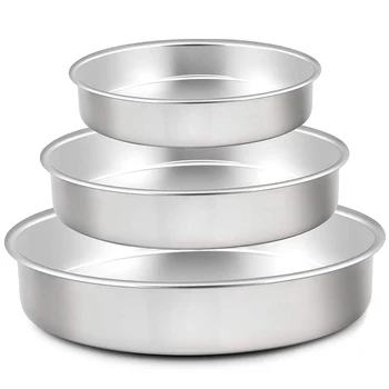 

Cake Pan, Stainless Steel Round Cake Pan Baking Tier Cake Pans Set, 8 inch & 9½inch & 11 inch, Healthy & Heavy Duty, Mirror Fini