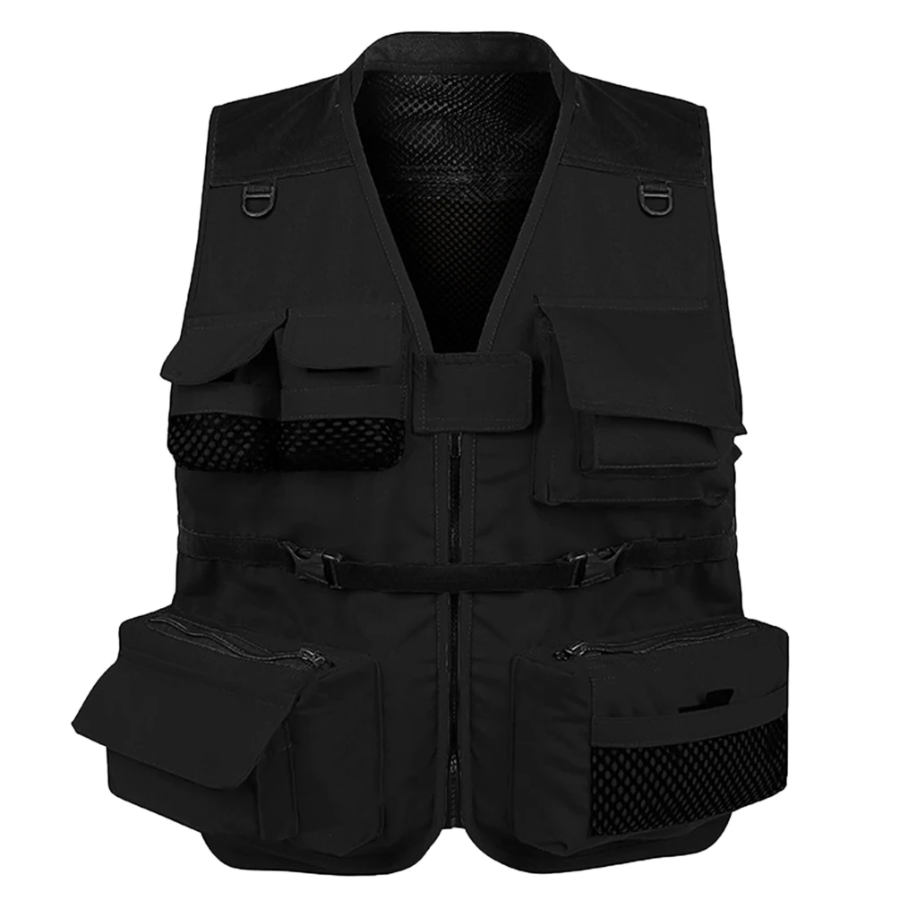 Black XL Мульти карман сетка жилет фотография охота рыбалка куртка жилет - Цвет: Black XL