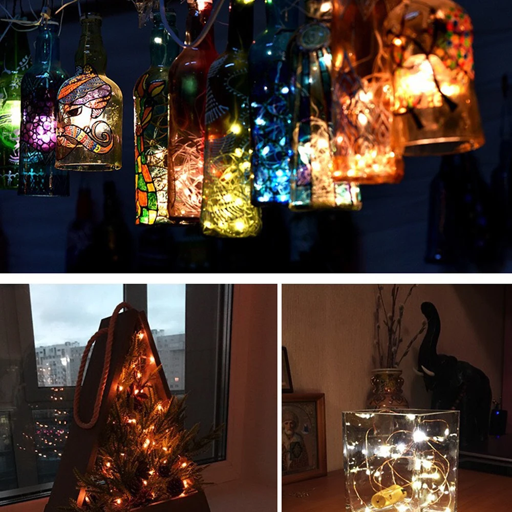 20LED LED wine bottle cork string lights holiday decoration garland wine bottle fairy lights Christmas copper wire string lights