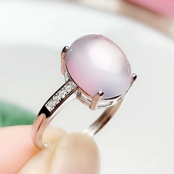 

Per jewelry Natural real rose quartz oval simple ring Free shipping 8*10mm 2.5 gemstone 925 sterling silver Fine jewelry T204237