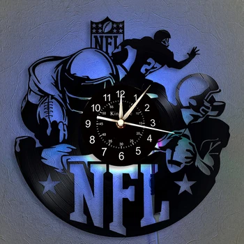 

American Football Clock Vinyl Record Wall Clock LED Wall Clock | 7 Color Luminous Wall Clock | Gifts for Kids and Friends.