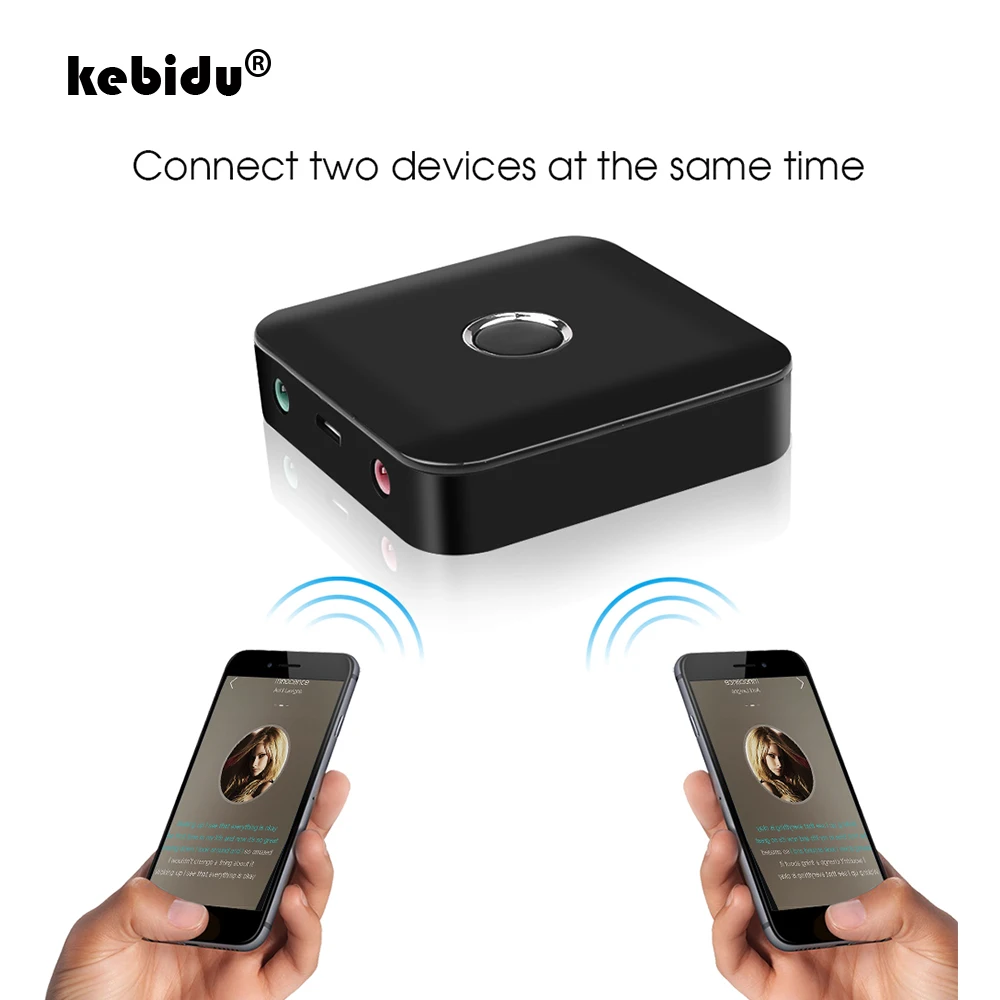 Kebidu беспроводной Bluetooth аудио музыкальный приемник передатчик адаптер для стерео музыки Поддержка подключения 2 колонки и наушники
