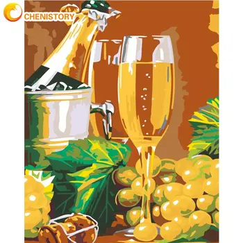 

CHENISTORY Champagne Wine Glass Oil Paint Picture By Numbers Handmade Framed On Canvas Adults Diy Gift Home Wall Decor Art