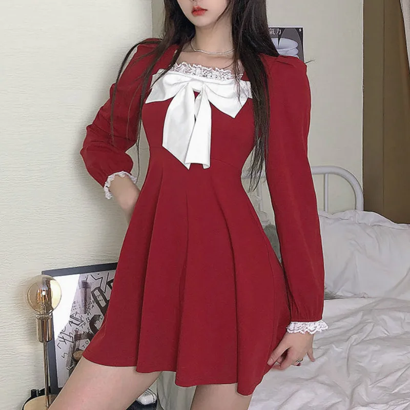 Милое Платье в стиле Лолита Для женщин темперамент с квадратным вырезом