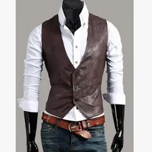 19 стиль, мужской тонкий приталенный кожаный жилет большого размера, простой стильный жилет 5891