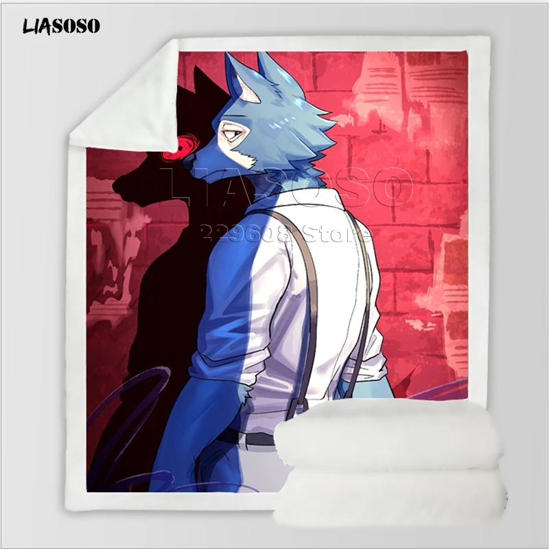 Диван, постельные принадлежности, хит, аниме, BEASTARS, Узорчатое, для офиса, Harajuku, для взрослых и детей, мягкое шерстяное одеяло, покрывало, одеяло для путешествий, одеяло для автомобиля