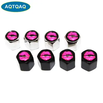 

5 Pcs/Set Car Styling Zinc Alloy Anti-theft Red Lip Style Car Tire Valve Caps Wheel Tires Tire Stem Air Cap Airtight Covers