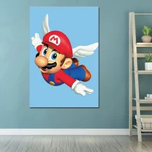 Mario 64 Wing Old Game Poster Cartoon Poster Frameless Canvas Painting Mural Living Room Bedroom Home Anime Decoration