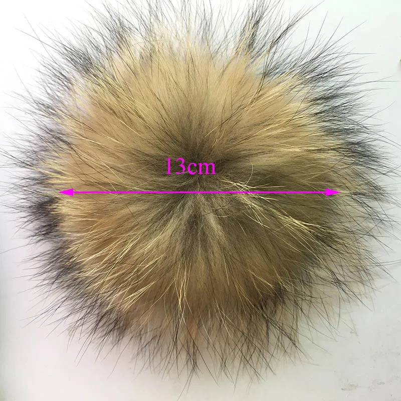 Big Colorful Fluffy Real Fur Fox Raccoon Pompoms With Button DIY Poms Balls Natural Fur Pompon For Hats Caps Shoes Whosale 