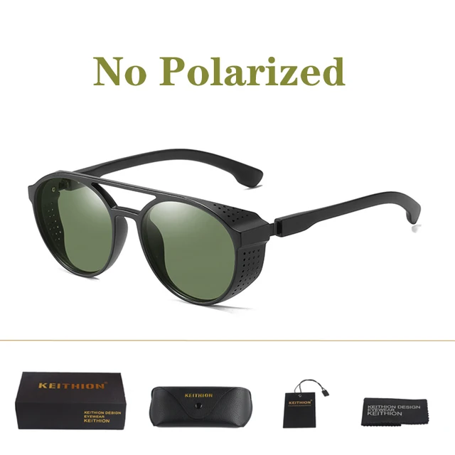 KEITHION Retro Round Polarized Sunglasses Steampunk Men Women Brand Designer Glasses Oculos De Sol Shades UV Protection Green