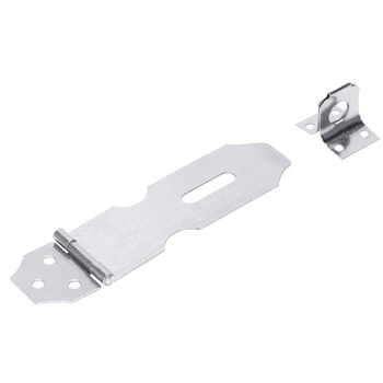 

Cupboard Safety Padlock Door Latch Silver Tone Hasp Staple 4.1"