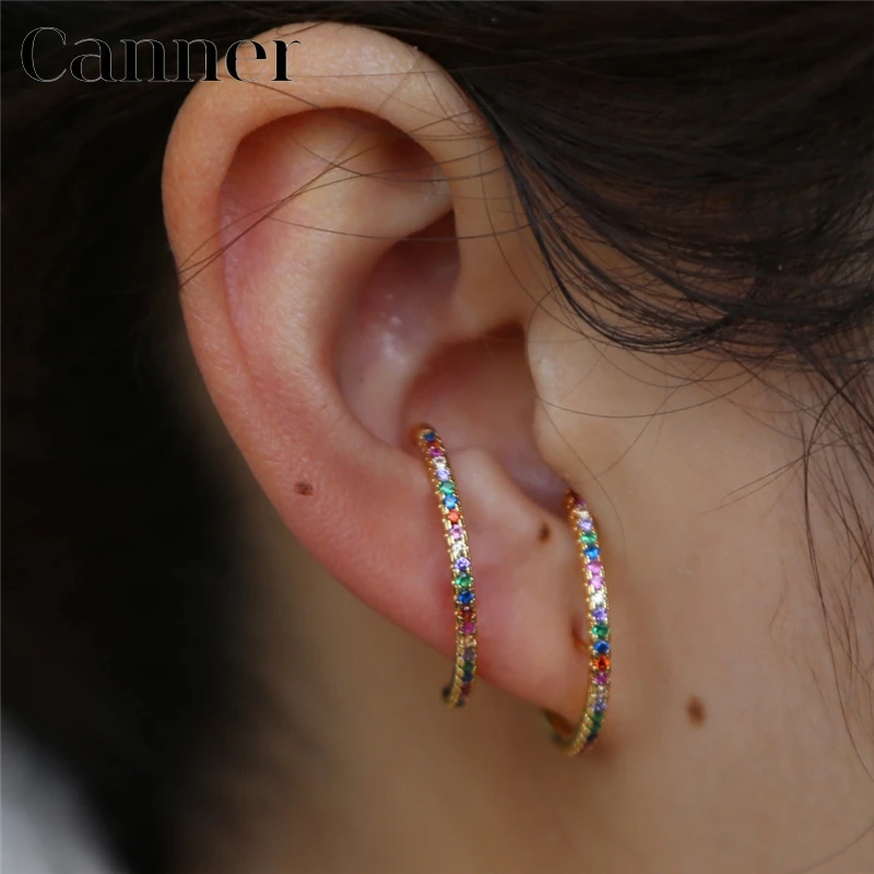 

100% real 925 Sterling Silver Stud Earrings for Women Long Geometric bar Earrings Single row rainbow CZ Earring Party Jewelry