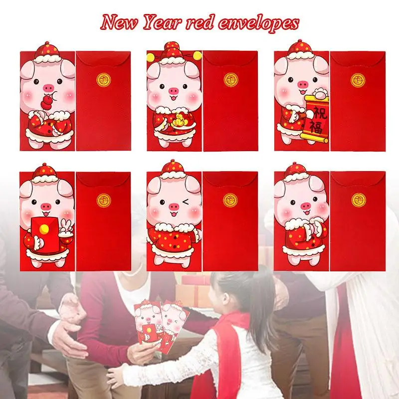 Аксессуары для фестиваля красные конверты денег милая Изысканная бумага 6 шт.