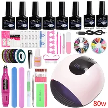 Электрическая Сушка для ногтей, машинка для маникюра, светодиодная УФ лампа, 6 шт., набор гель-лаков для ногтей, цветной лак, акриловый набор для ногтей, инструменты для творчества