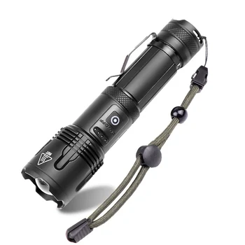 

Portable LED Flashlight XHP99 Powerful Camping Tactical Torch USB Rechargeable Zoomable Flash Light Waterproof Phone Power Bank