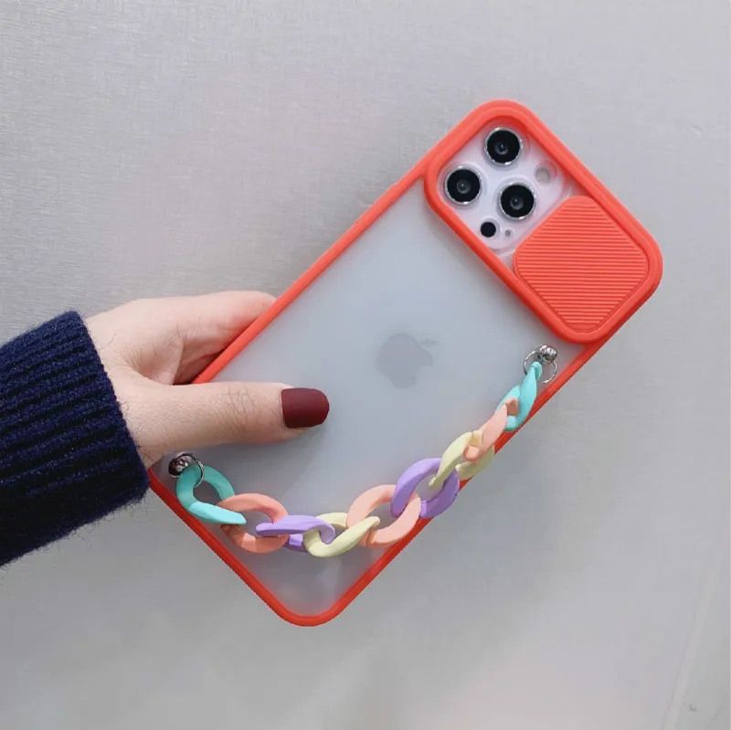 Slide Camera Lens Protection Phone Case for huawei P Smart 2021 Y7A 3D Wrist Chain phone case for huawei y7a y 7a p smart 2021 waterproof case for huawei Cases For Huawei