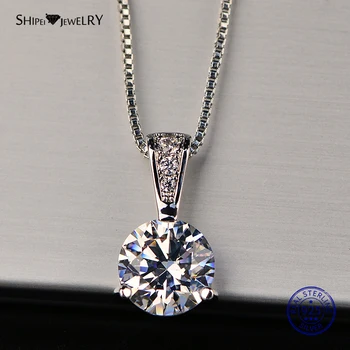 

Shipei 925 Sterling Silver Necklace for Women Fine Jewelry Heart and Arrows Created Moissanite Pendant Necklace Birthday Gift