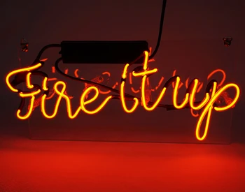 

Neon Light Sign Custom Name Beer Bar Home Decor Open Store Lamp Display fire it up-red 13'X6''