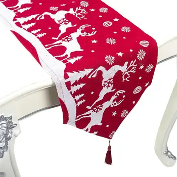 

Christmas Table Runner Elk Snowflake Tree Dining Table Runner Xmas Table Decor Party Tablecloth