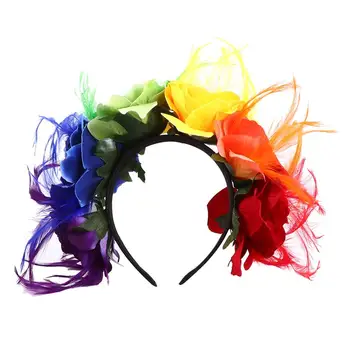

1pc Creative Headpiece Flower Headband Rose Headdress Feather Hair Hoop for Party Cosplay Masquerade