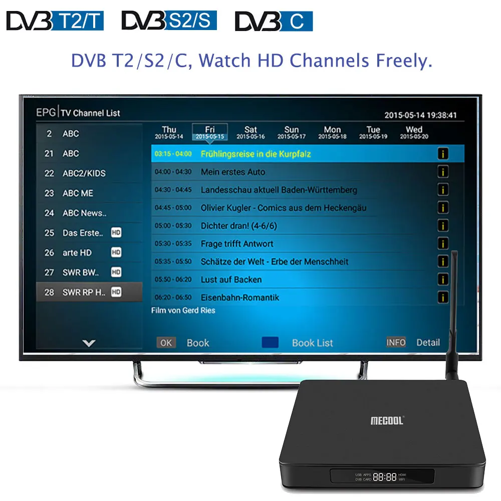 MECOOL K6 Смарт ТВ коробка DVB-S2 DVB-T2 DVB-C Android 7,0 HiSilicon HI3798M 2 ГБ+ 16 Гб Media player двухъядерный процессор Wi-Fi 4K 3D HD Декодер каналов кабельного телевидения