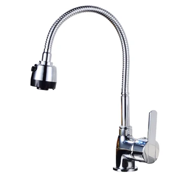 

Single Hole Plated Rotating Retractable Faucet Pull Down Sprayer Kitchen Sink Faucet 2020 new arrival
