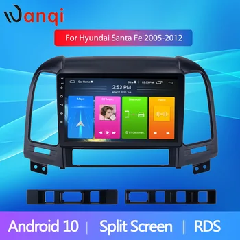 شراءWanqi Android10 سيارة الوسائط المتعددة راديو GPS ستيريو لشركة هيونداي سانتا في 2005 2006-2012 9 بوصة تقسيم الشاشة RDS مرآة رابط واي فاي BT