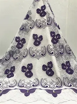 

African Lace Fabric Embroidered Nigerian Purple French Cord Lace Fabric High-quality Rhinestones African French Net Lace Fabric
