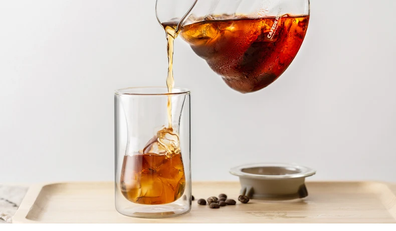 CAFEDE KONA ручная работа с двойной изоляцией стеклянная чашка для воды, чашка для кофе со льдом, термостойкая стеклянная кофейная чашка с одним родом 5.7oz170ml