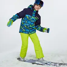 Детские лыжные костюмы ветрозащитная Водонепроницаемая Лыжная куртка комбинезон для мальчиков теплые детские лыжные костюмы зимний комплект с капюшоном