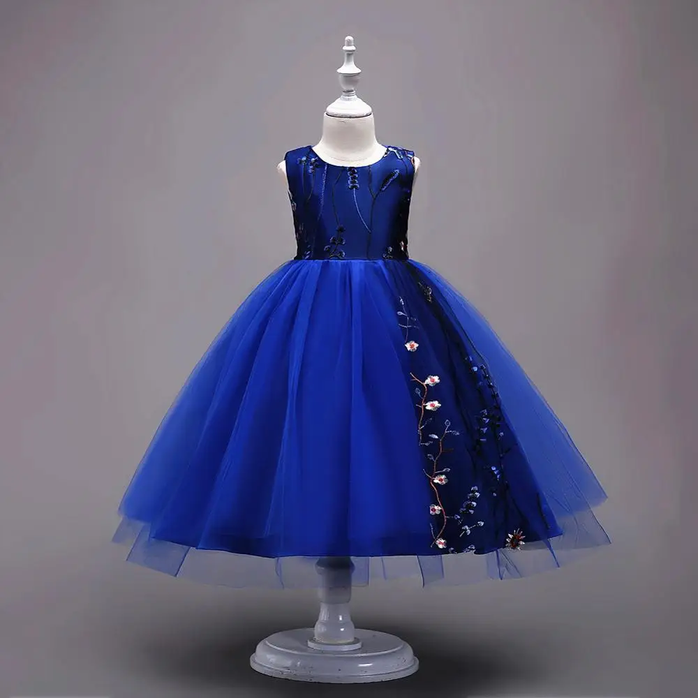 4-15 years embroidered Kids Dress For Girls Party Elegant Christmas Dresses Girl Wedding Ball Gown Children Clothing Red Black