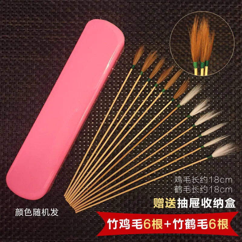 

Ear Cleaning Bamboo Handle Goose Feather Rod Feather he mao Ear Cleaning Tool Kit Hair Rod Earpick Ear Pick Send Storage Box