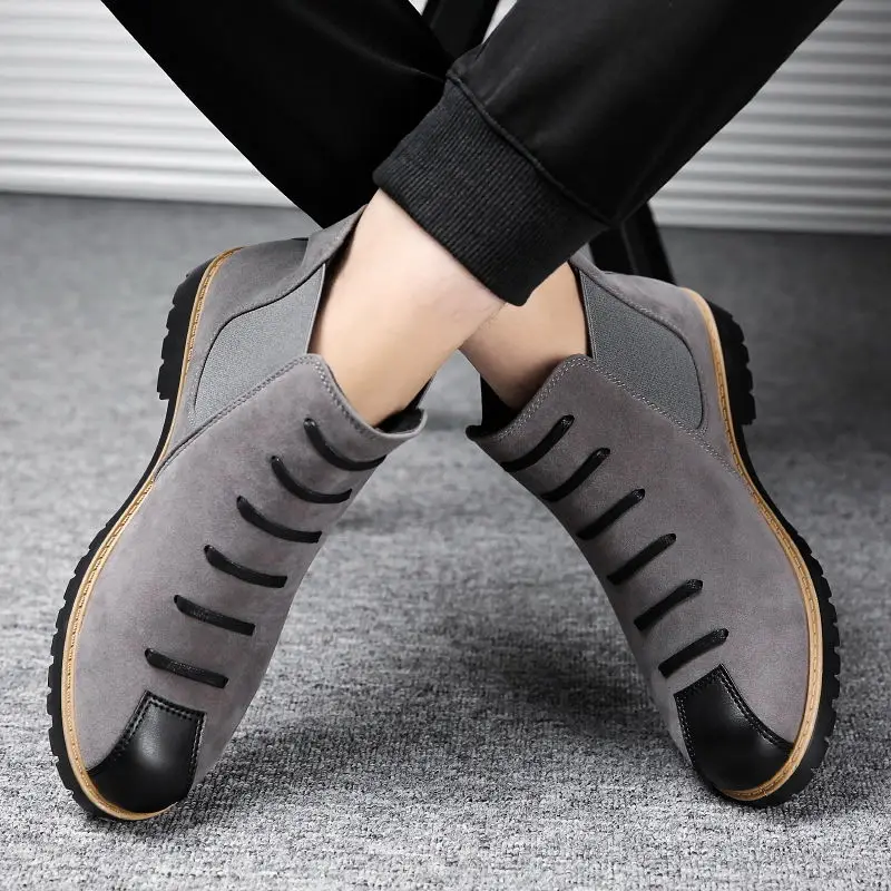 Big Sale Man Boots Comfotable-Shoes Rubber Ankle Male Winter Fashion Sneakers Simple Slip-On Fur pBQKM33yJYw