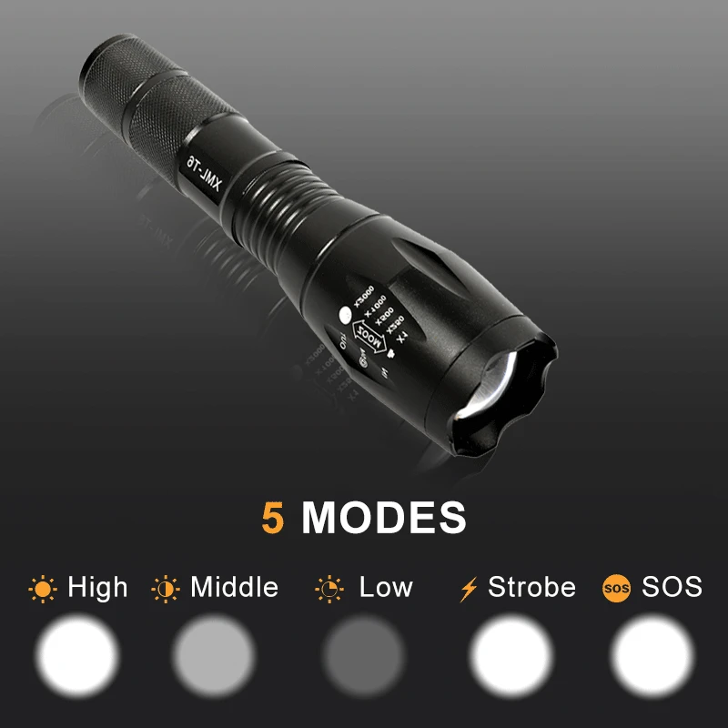 Led flashlight Ultra Bright torch T6/L2/V6 Camping light 5 switch Modes waterproof Zoomable Bicycle Light use 18650 battery| | - AliExpress