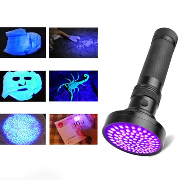 

UV Light Torch Flashlight Portable 100 LED Anti-slip Night Outdoor Torchlight Currency Detection Disinfection Lamp For Home