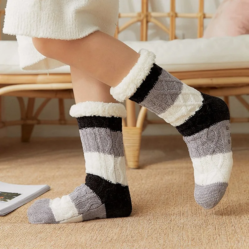 Fashion Thicken Fleece Lined Socks Women Soft Warm Cozy Fuzzy Slipper Socks