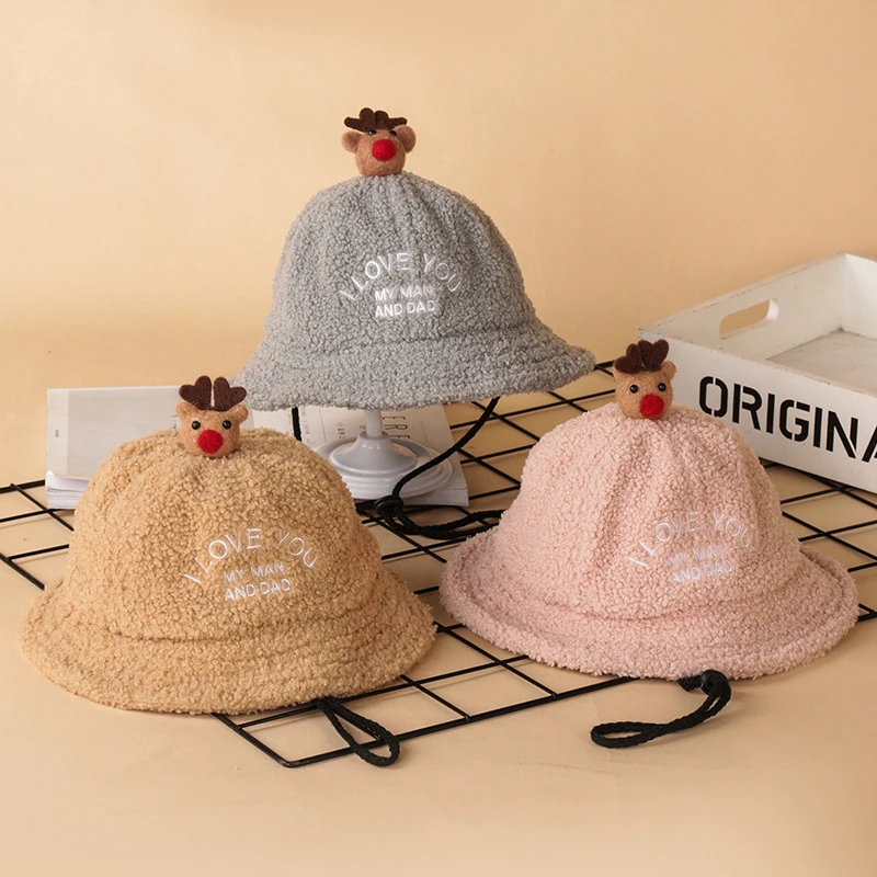 

Christmas Plush Baby Bucket Hats Newborn Turban Beanie Warm Caps Soft Hat For Childern Girls Boys Bonnet Autumn Winter Newest