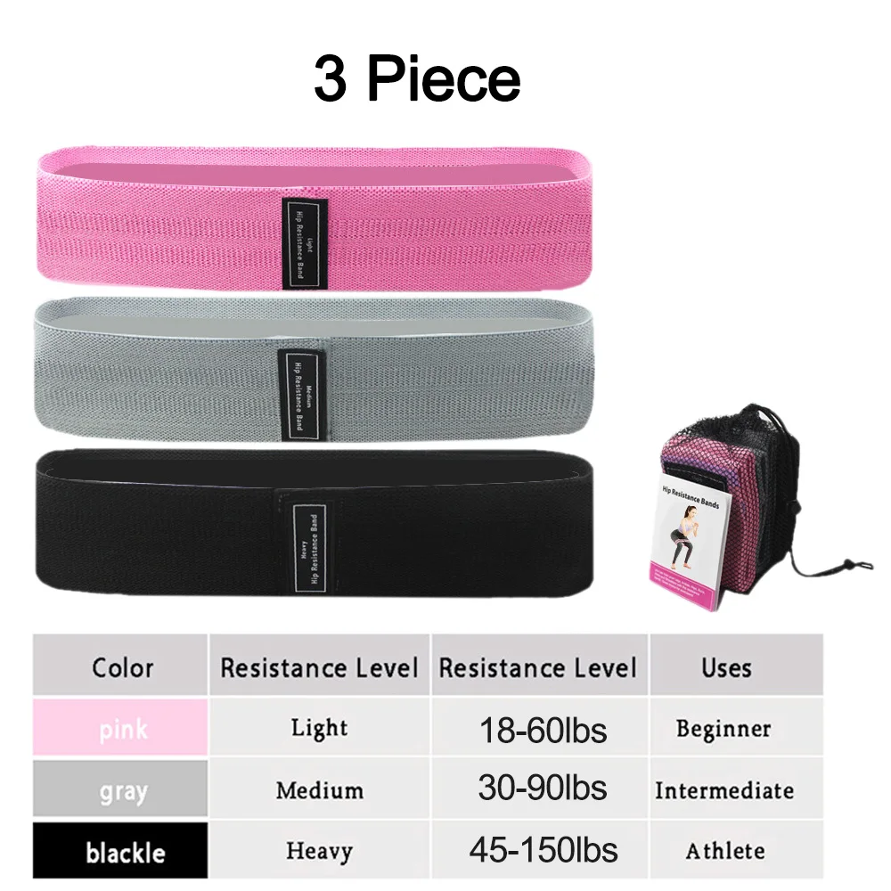 3PCS/Lot Fitness Rubber Band Elastic Yoga Resistance Bands Set Hip Circle Expander Bands Gym Fitness Booty Band Home Workout