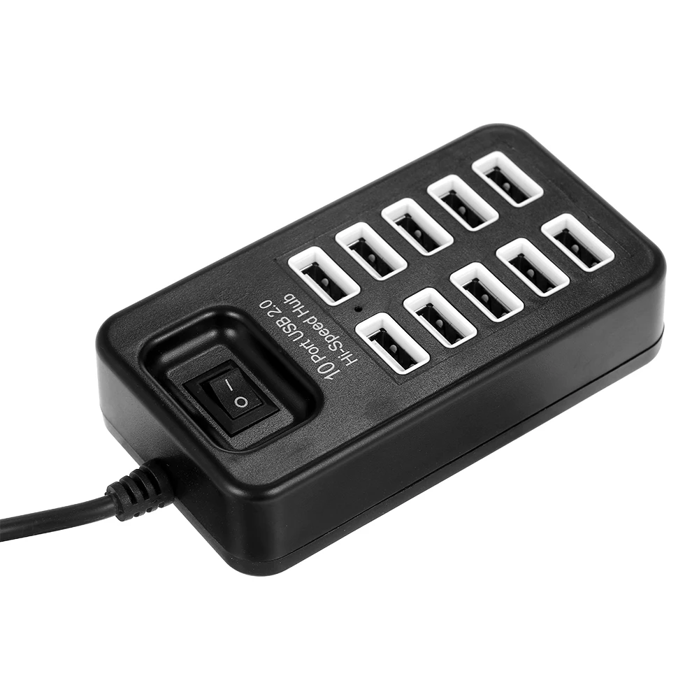 Rápida de Arquivos Velocidade de Transmissão Controle de Uma Portas Hi-velocidade Hub Uso Simultâneo Transferência Grandes 480mbps Chave Preto 10 Usb 2.0 7 High Quality Computador e Escritório