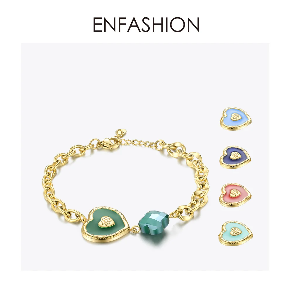 ENFASHION Цвет Фул, браслет в виде сердца, Femme цвета: золотистый, Цвет геометрический Нержавеющая сталь полые Браслеты для Для женщин Модные украшения B192066