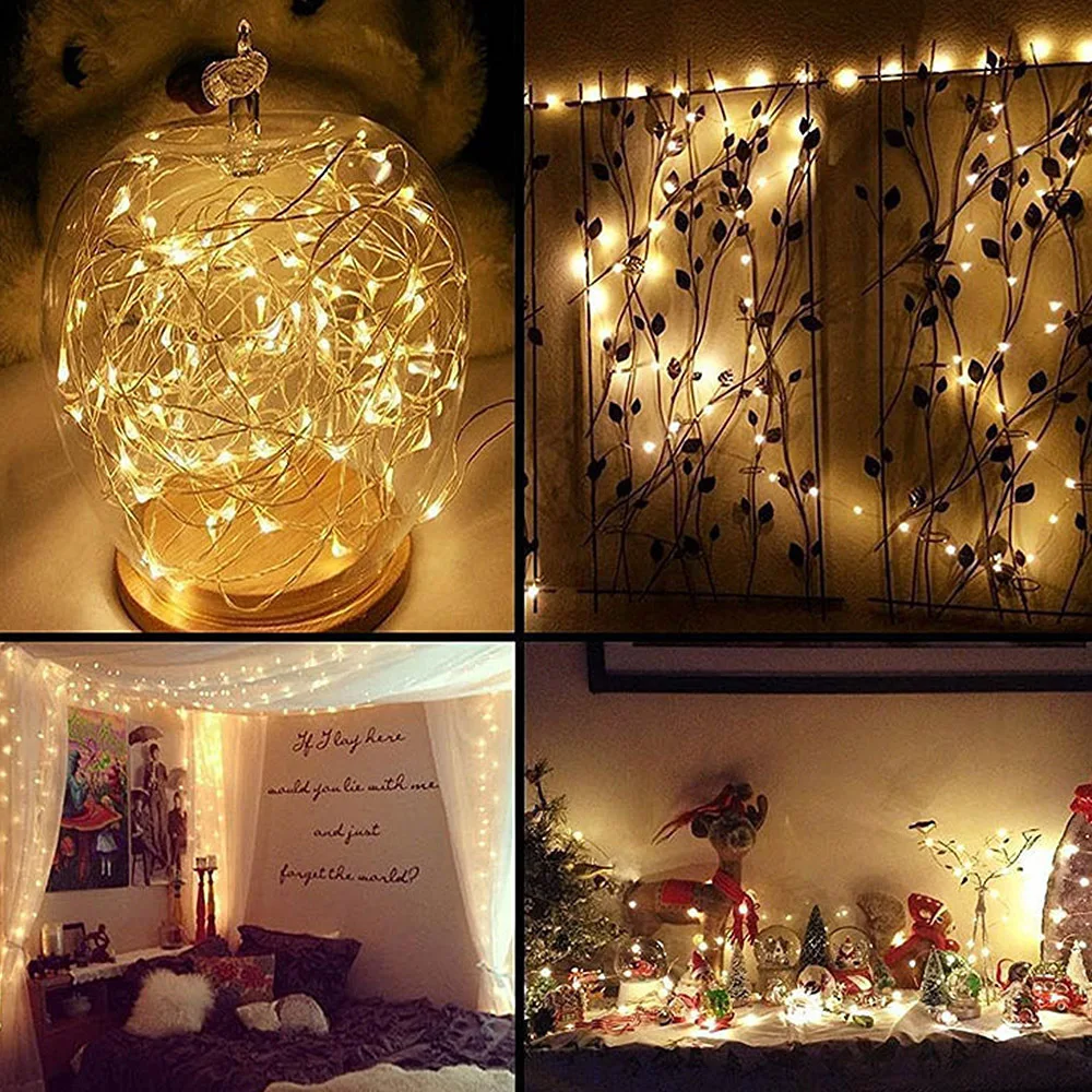 

20M USB LED Silver Copper Wire String Lights with Remote Controller For Xmas Festival Holiday Wedding Home Decor String Lights
