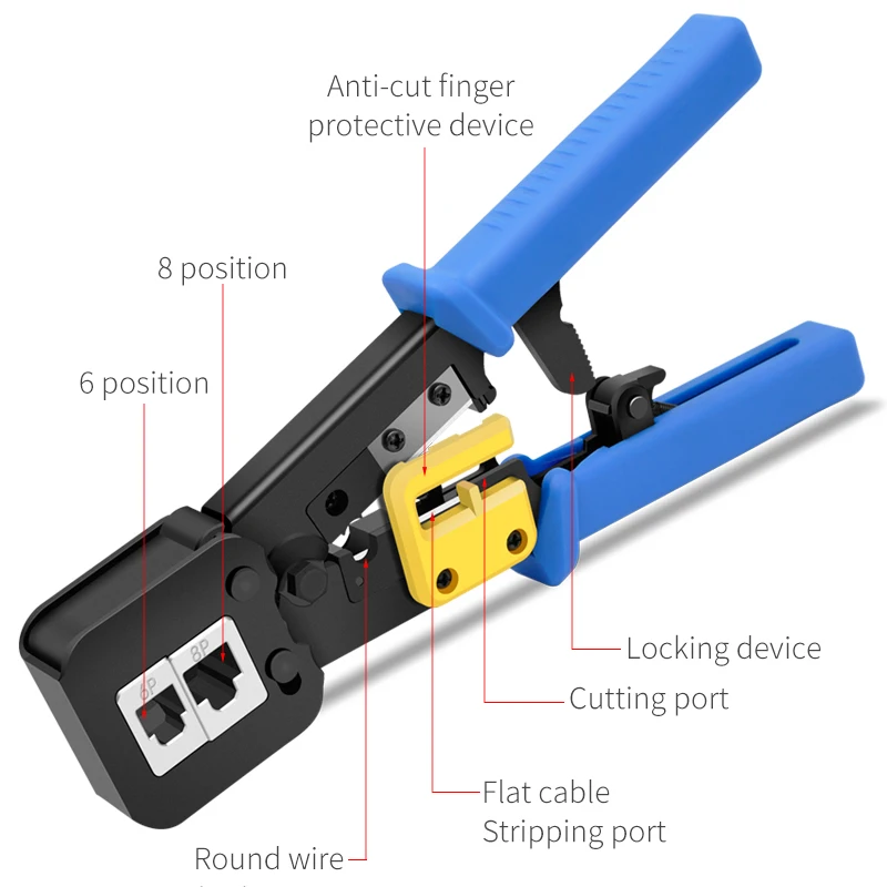 EZ обжимной инструмент для 6 P/RJ11 и 8 P/RJ45 обжимной, режущий, ленточный инструмент Многофункциональный обжимной инструмент для телефонной линии Ethernet кабельный щипцы