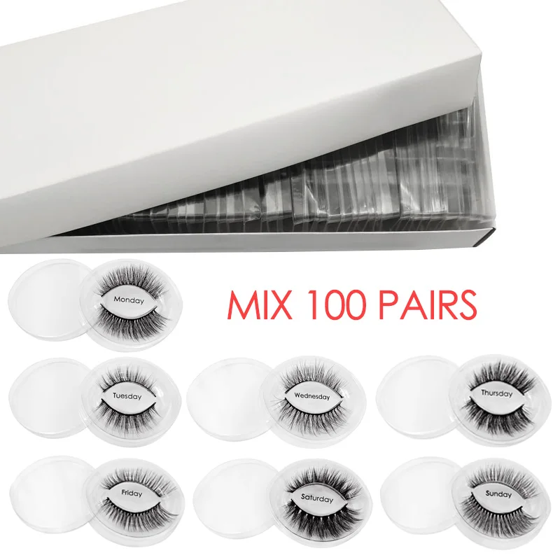 Mix 100 pairs YSDO 3d норковых ресниц, 20 Вт, 30 Вт/40/50/100 пар натуральные накладные ресницы тонкими драматический ресницы серо-коричневого цвета для массовых грузов maquiagem cilios - Цвет: Mix 100 pairs