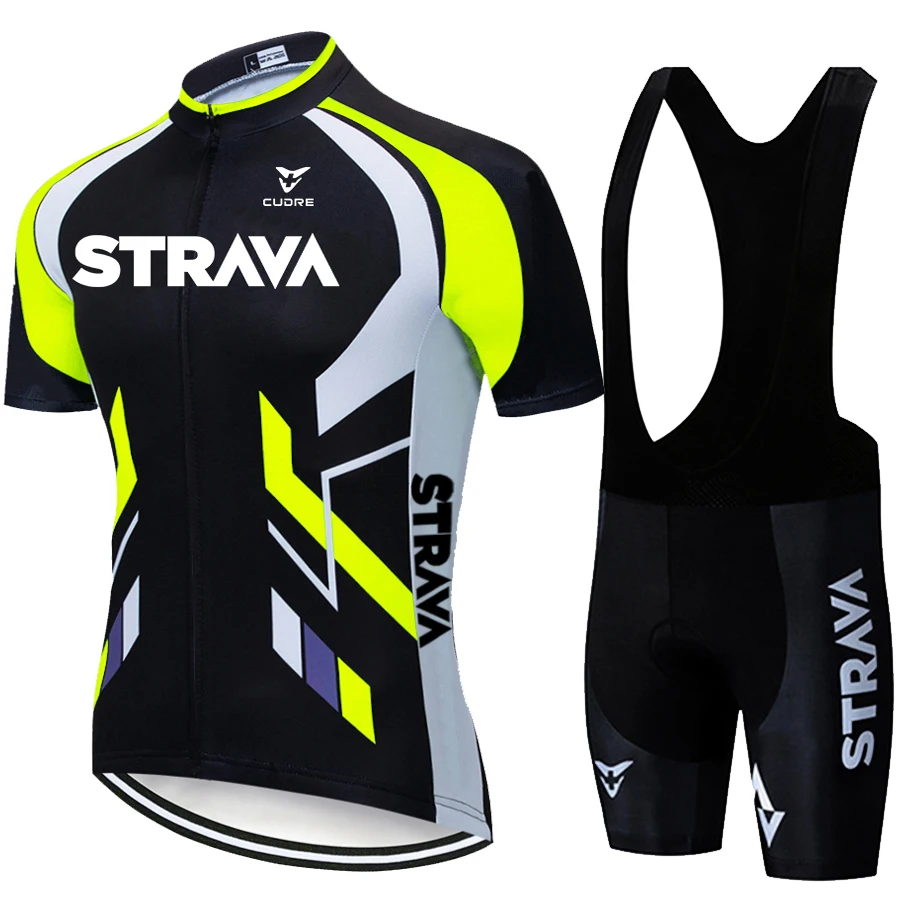 2021 Team STRAVA Cycling Jerseys Bike Wear clothes bib gel Sets Clothing Ropa Ciclismo uniformes Maillot