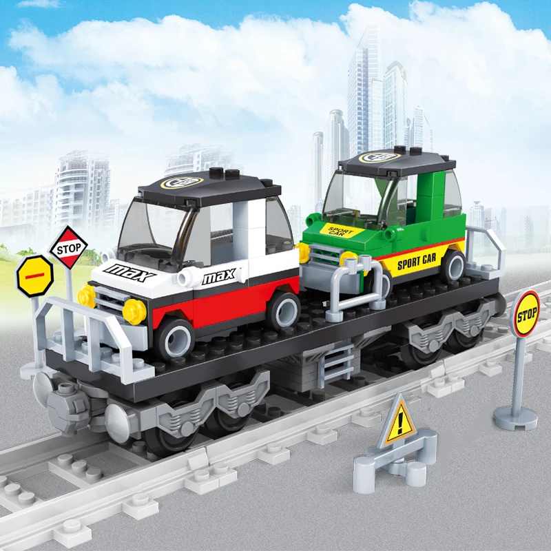 AUSINI Mobile Gas Station Blocks Model Toys for Children Railroad Tanker Car City Building 3D Brick Educational Boys Toy Hobbies | Игрушки и