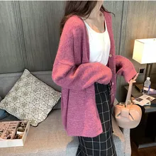 Женский яркий Шелковый вязаный кардиган из альпаки, длинный свитер, Осенний однобортный свитер, женские модные повседневные кардиганы для девушек