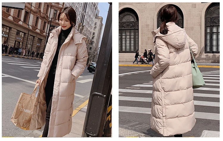Зимние свободные длинные парки куртка для женское утепленное плотное пальто с капюшоном Повседневная одежда пальто хлопковая парка пальто