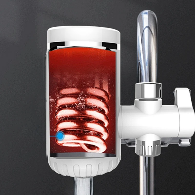 3000W Free-Installation Electric Water Heaters Kitchen Cool/Hot Water Faucet 3 Sec LED Water Heater Rotatable with Temp Display