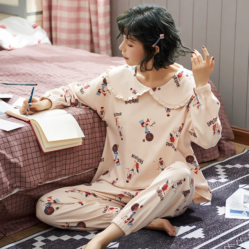 

3720 # Drum Throng Pullover an Long Sleeve Sweet INS Princess Style Pajamas Tracksuit Piece Series