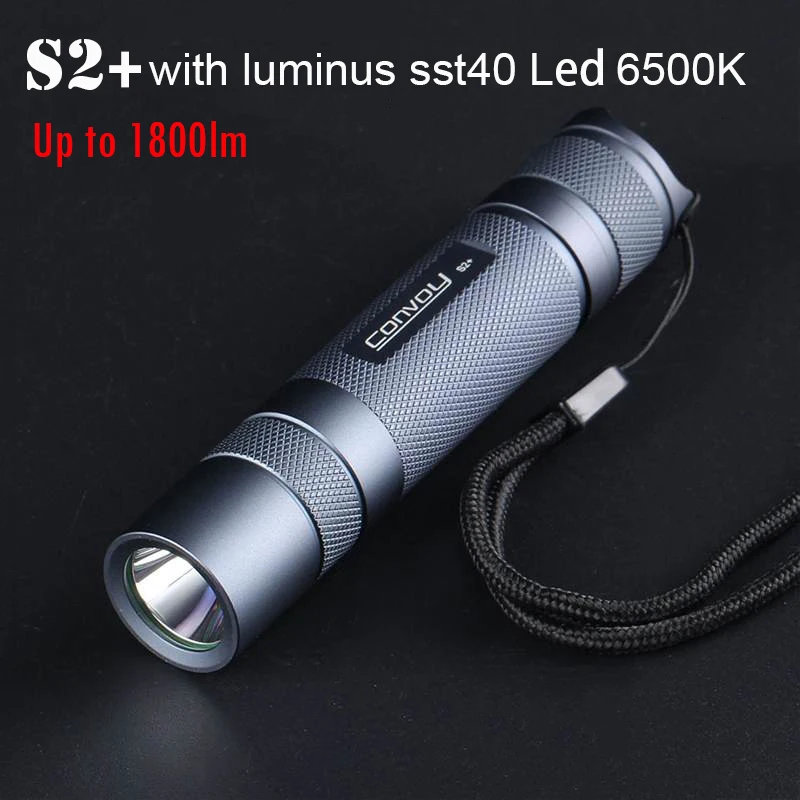

Convoy S2+ with SST40 LED 6500K Linterna LED 4 Modes Torch Camp Lantern Tent Zaklamp Bike Light Work Lamp 18650 Flash Light